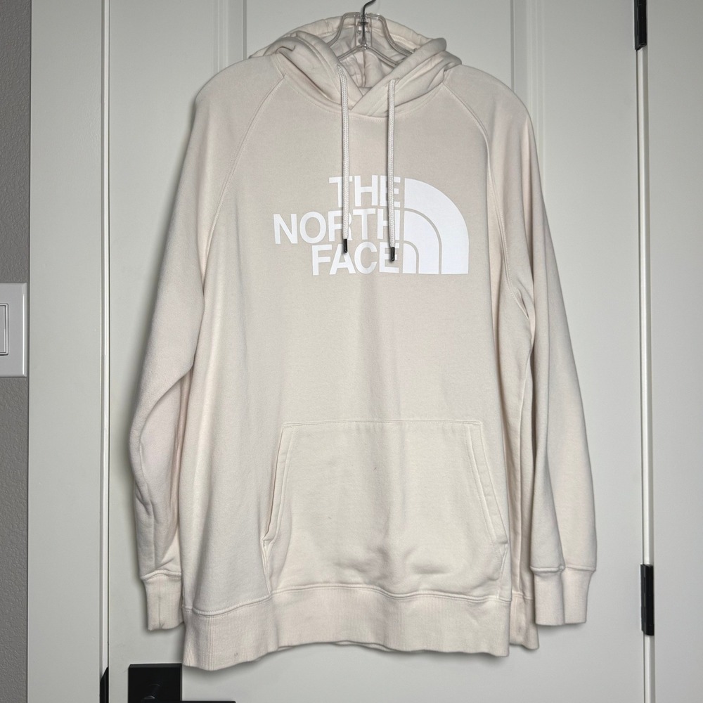 The North Face Womens XXL Cream Fleece Pullover Hoodie Sweatshirt Off White